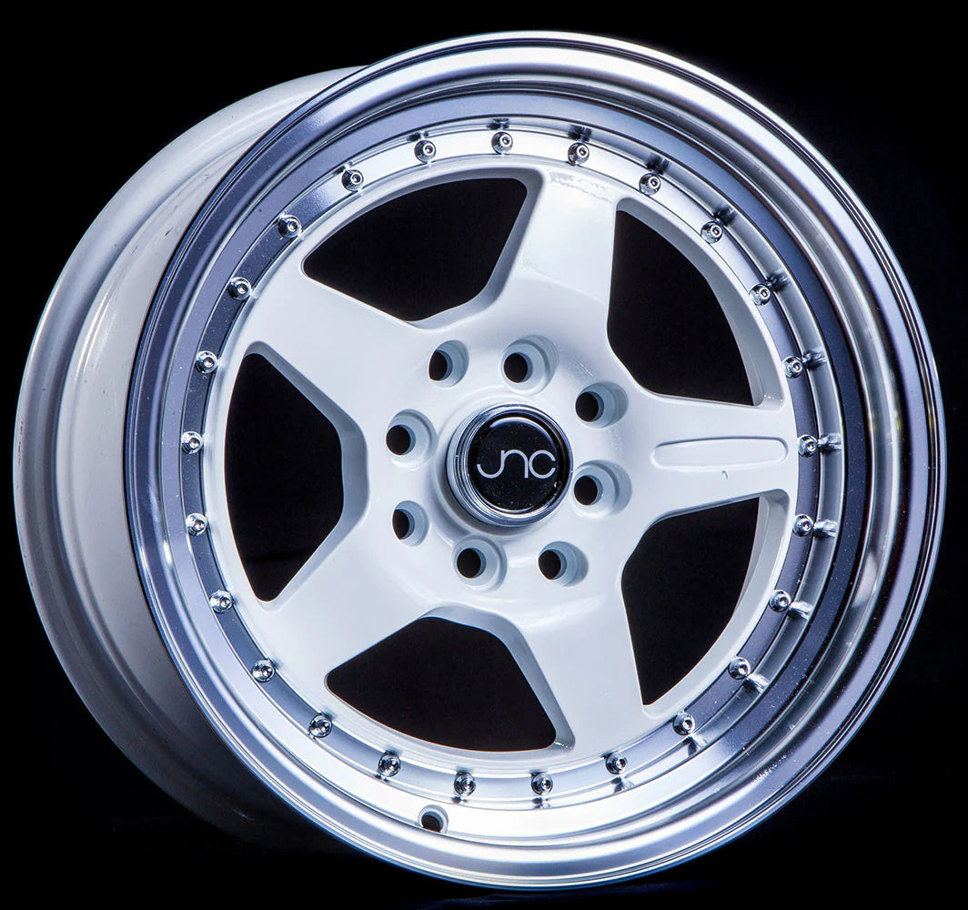 JNC JNC009 White Wheel With Machined Lip - 15x8 / 4x100/4x114.3 / +25