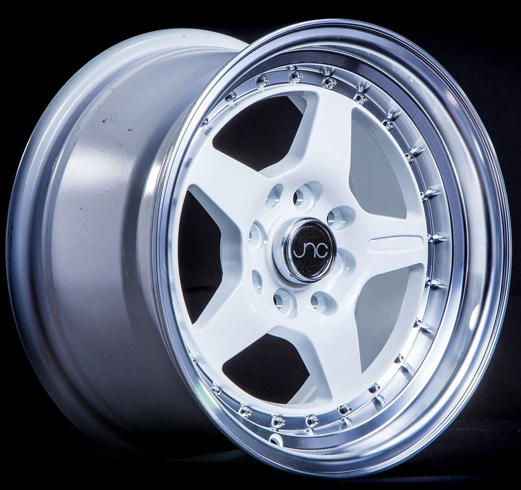 JNC JNC009 White Wheel With Machined Lip - 15x8 / 4x100/4x114.3 / +25