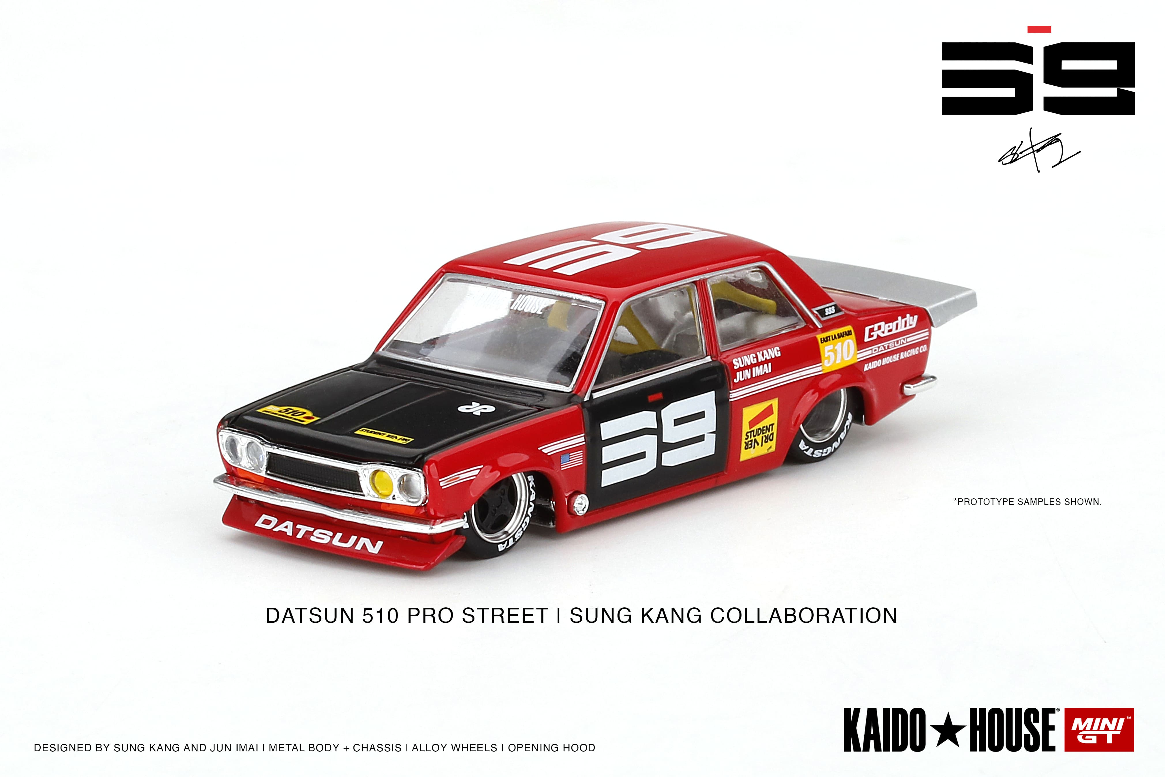 Kaido House x Mini GT Datsun 510 Pro Street Sung Kang Edition - Red