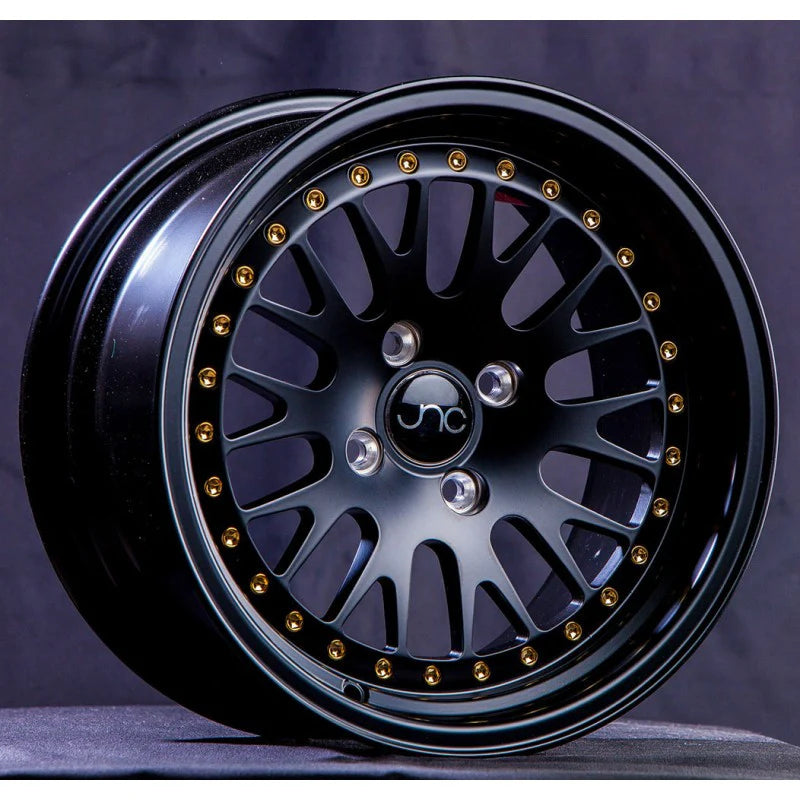 JNC JNC001 Matte Black Wheel With Gold Rivets