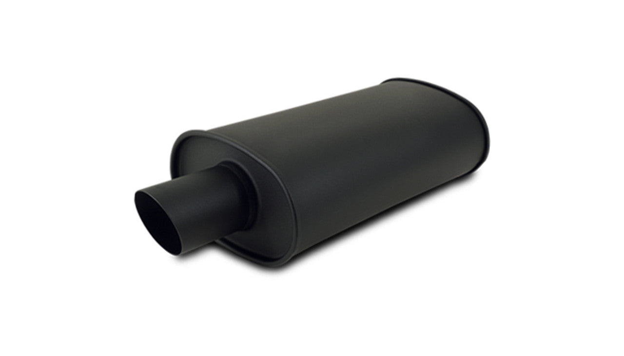 Vibrant Performance Universal 2.50" Inlet Single Outlet Flat Black Muffler