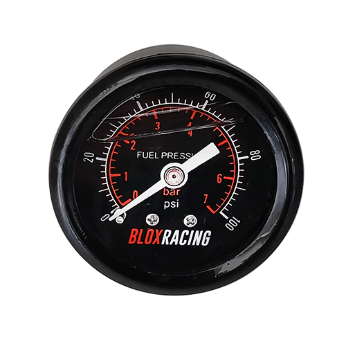 Blox Racing 0-100 PSI Liquid-Filled Fuel Pressure Gauge - Black